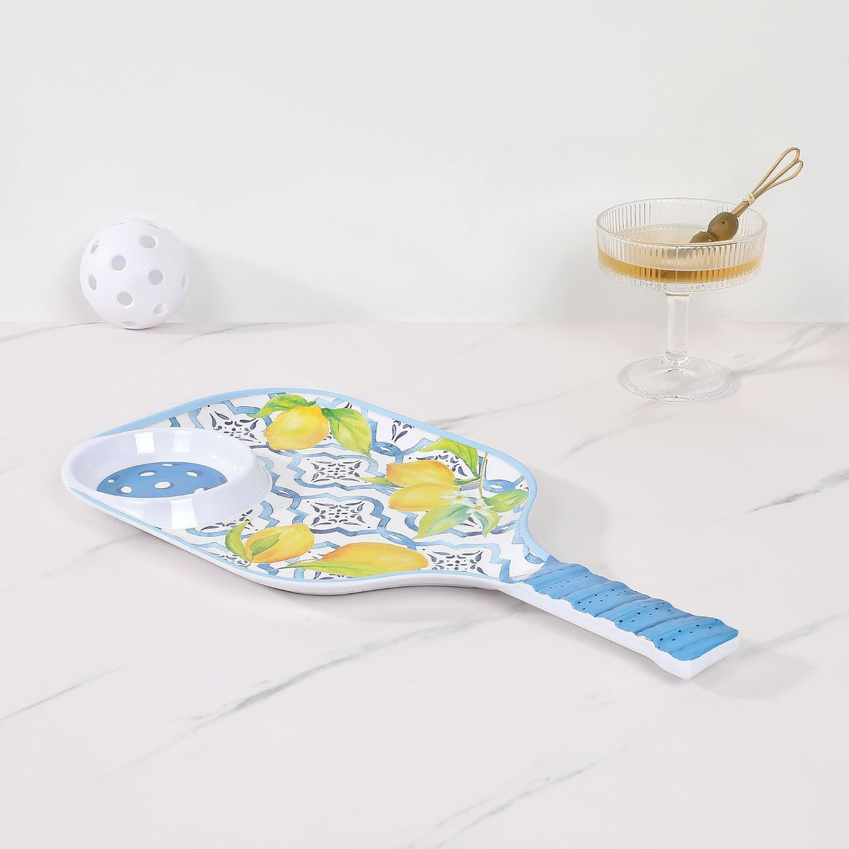 UPware Lovely Lemon Melamine Chip and Dip Snack Tray