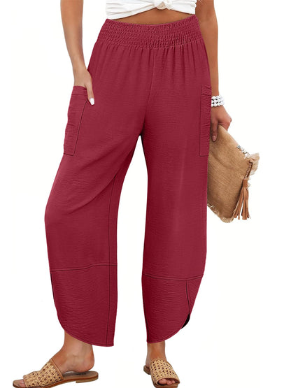 ANRABESS Womens Wide Leg Palazzo Capri Pants 2026 Summer Casual High Waisted Barrel Lounge Flowy Cropped Beach Work Trousers