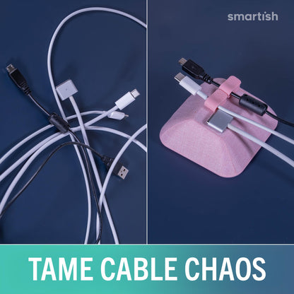 Smartish® Magnetic Cord Holder - Bigger Cable Wrangler Organizer with Magnet Clips for Charger Management on Desktop, Nightstand - Holds 6+ Cables - I'm Blushing