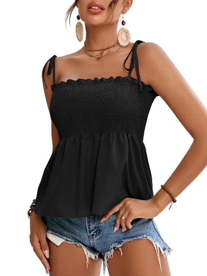 LYANER Women's Tie Shoulder Cute Cami Blouse