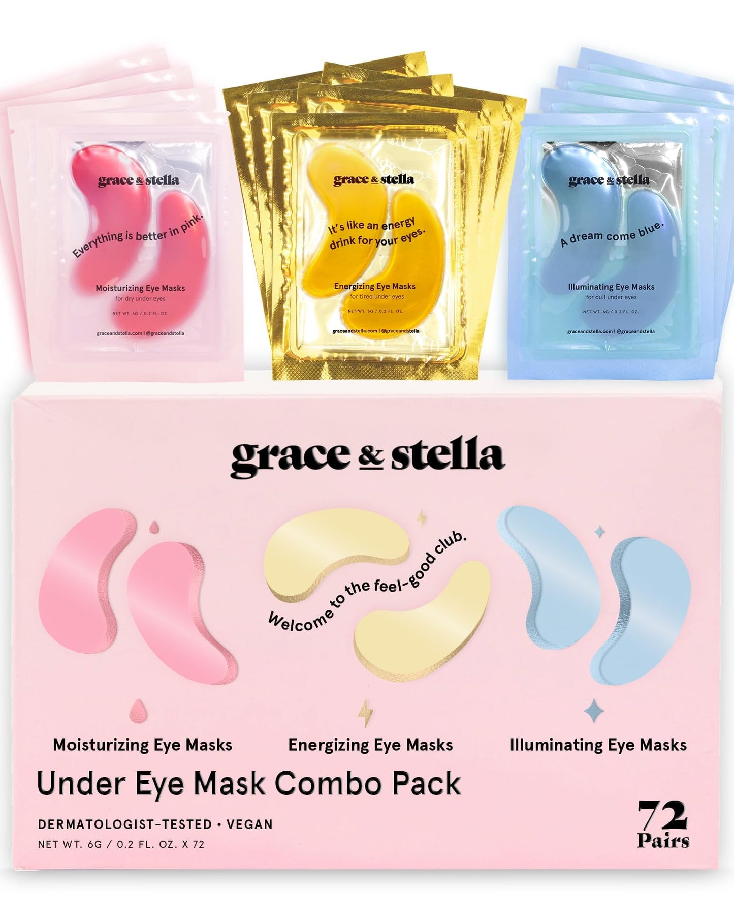 grace & stella Under Eye Patches (12 pairs) Eye Masks for Puffy Eyes and Dark Circles - Gifts for Women, Bridesmaids, Birthdays, Bachelorette Party, Self Care Gifts for Women - Vegan Cruelty-Free