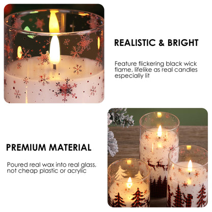 Eywamage Smoke Grey Glass Flameless Pillar Candles with Remote, Flickering LED Battery Candles Table Decor Set of 3