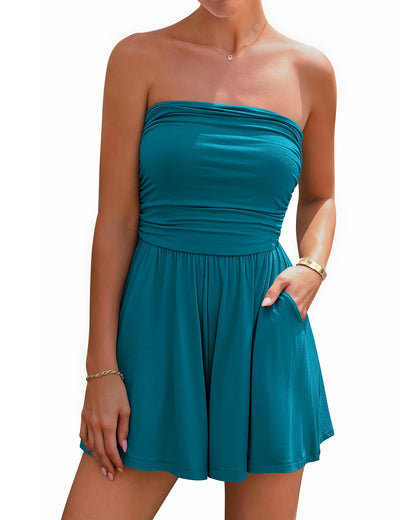 BTFBM Strapless Boho Womens Romper