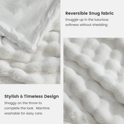 Cozy Bliss Faux Fur Throw Blanket for Couch, Fuzzy Soft Plush Thick Bubble Blanket for Sofa Bedroom Living Room, 50 * 60 Inches Tie Dye Pink
