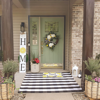 Christmas Door Mat Outdoor 35.4''x59'' Buffalo Plaid Christmas Decor Rug Cotton Hand-Woven Layered Door Mats Washable Carpet for Front Porch, Kitchen, Farmhouse, Entryway