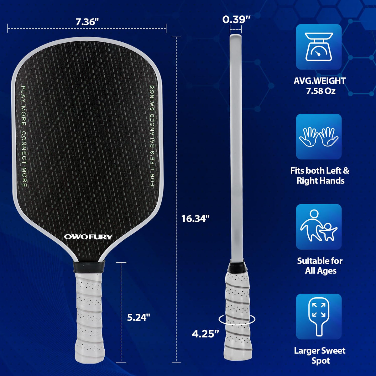 Pickleball Paddles Set of 2 Lightweight Honeycomb Core Pink