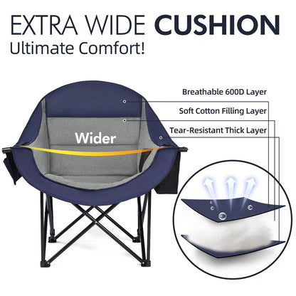 Oversized Camping Chairs for Adults - Heavy Duty Padded Outdoor Camp Chair