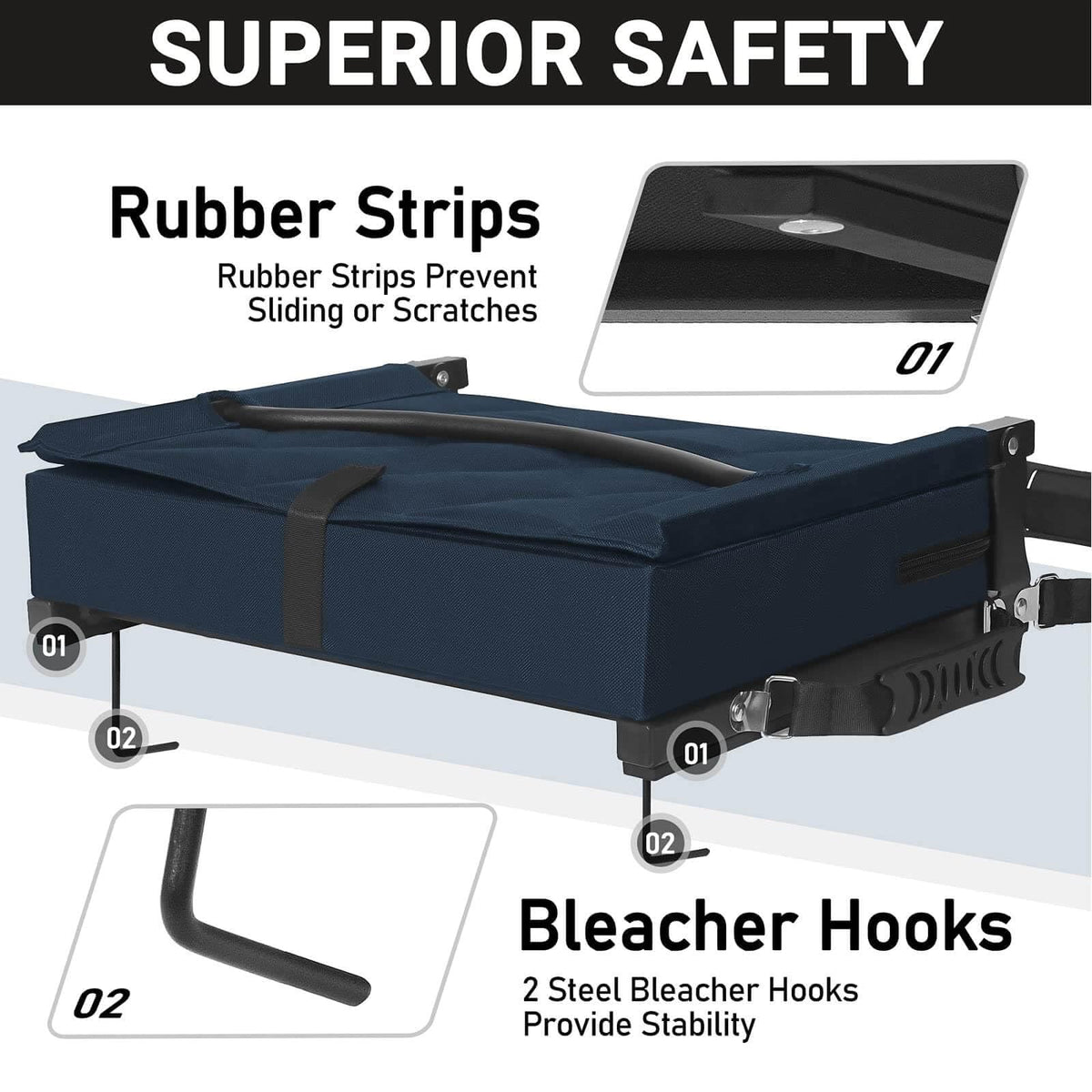 Sheenive Stadium Seats with Back Support, Padded Bleacher Seat Cushion