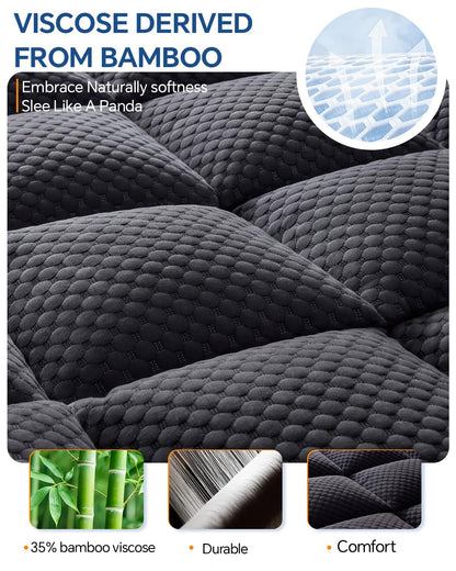 BEDELITE Dorm Room Essentials, Dual Layer 4 Inch Twin XL Memory Foam Mattress Topper for College Students Back to School, 2 Inch Pillow Top Mattress Pad and 2 Inch Cooling Gel Foam for Pressure Relief