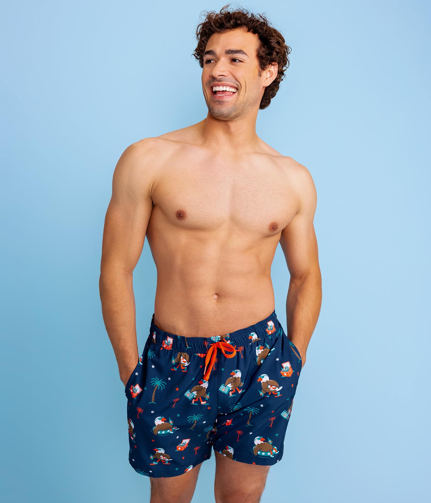 Tipsy Elves Men's USA Swimming Trunks 7'' Inseam 4 Way Stretch Fabric w/Mesh Liner Swim Trunks for Men Bathing Suit
