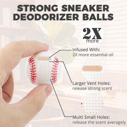 Knixmax Shoe Deodorizer Balls Odor Eliminator for Sneakers 6 Pack Baseball