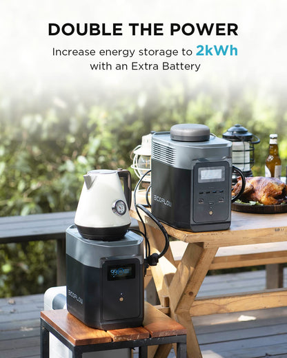 EF ECOFLOW Portable Power Station DELTA 3 Classic, 1024Wh LiFePO4 Battery, 1800W AC/100W USB-C Output, 1 Hr Fast Charge, Solar Generator for Home Backup, Camping & RVs (Solar Panel Optional)
