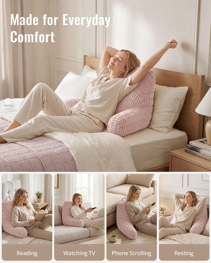 Blissful Diary Reading Pillow, Backrest Pillow with Shredded Memory Foam