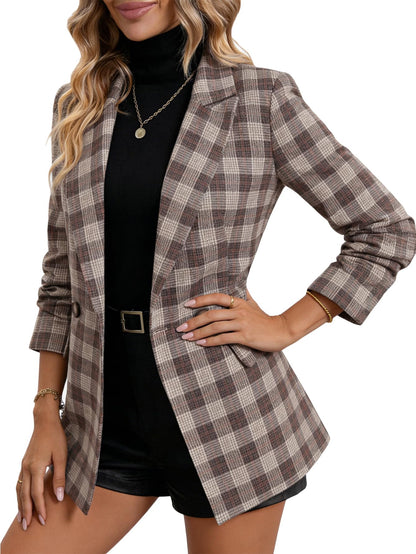 2026 Women's Fall Plaid Blazer Jacket