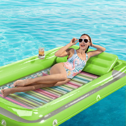 Inflatable Tanning Pool Lounger Float - Jasonwell 4 in 1 Sun Tan Tub Sunbathing Pool Lounge Raft Floatie Toys Water Filled Tanning Bed Mat Pad for Adult Blow Up Kiddie Pool Kids Ball Pit Pool (L)