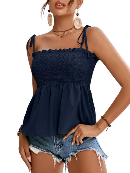 LYANER Women's Tie Shoulder Cute Cami Blouse