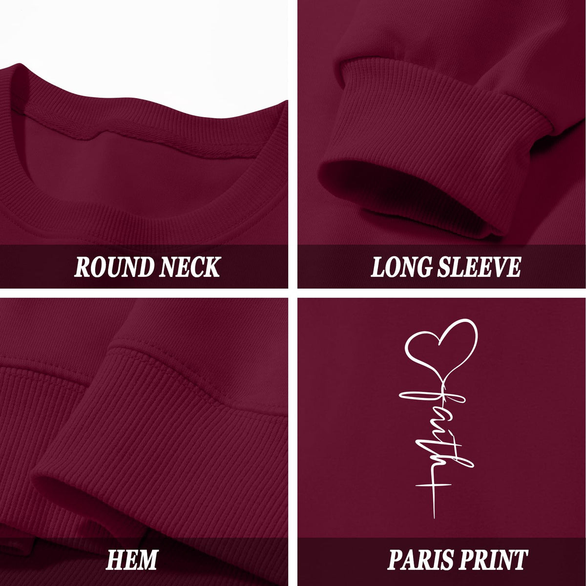 KIEKIECOO Faith Christian Sweatshirts