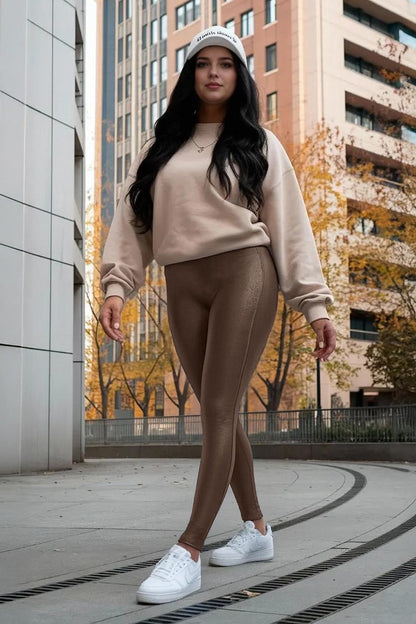 Retro Gong Faux Leather Leggings for Women
