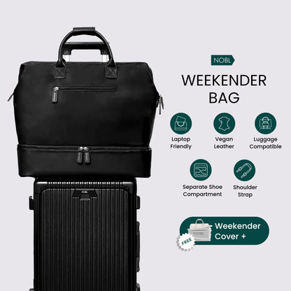 Nobl Travel Weekender Bag for Women & Men, Large Carry-On Duffel, Hot Pink