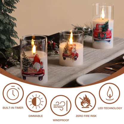Eywamage Smoke Grey Glass Flameless Pillar Candles with Remote, Flickering LED Battery Candles Table Decor Set of 3
