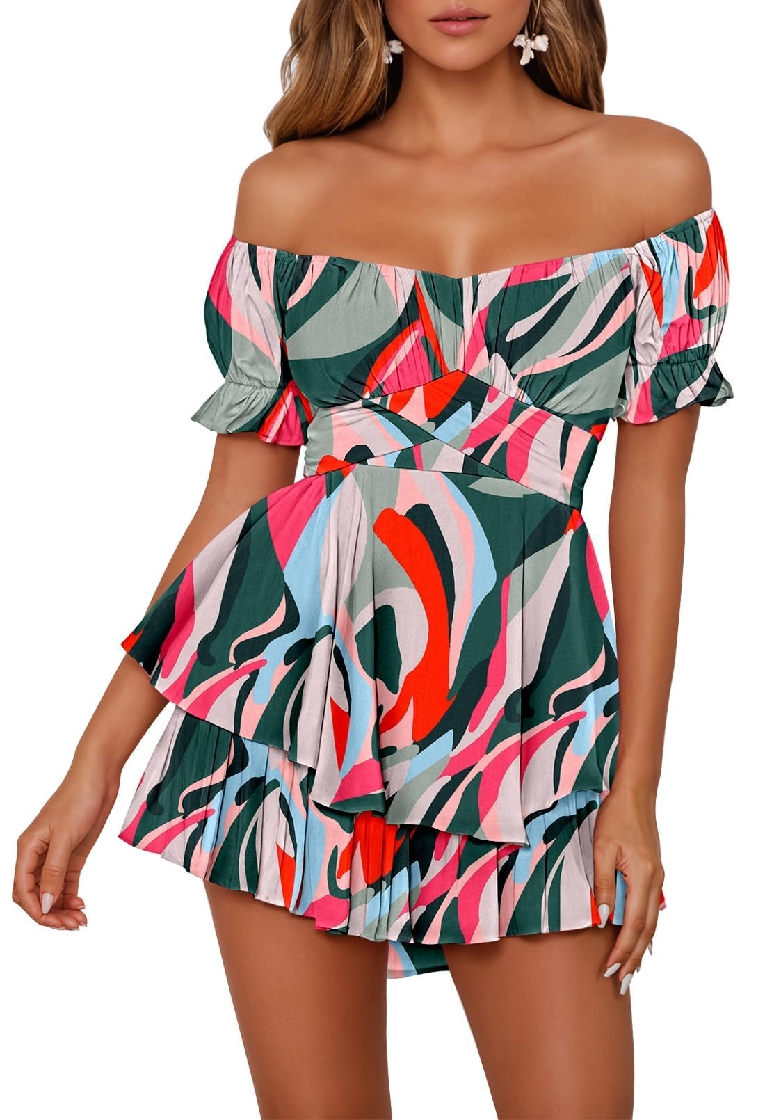 Fixmatti Women's Color Block Romper