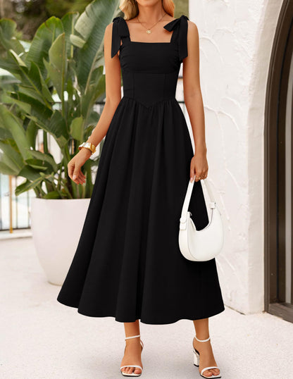ZESICA Women's Summer Tie Shoulder Wedding Guest Maxi Dress