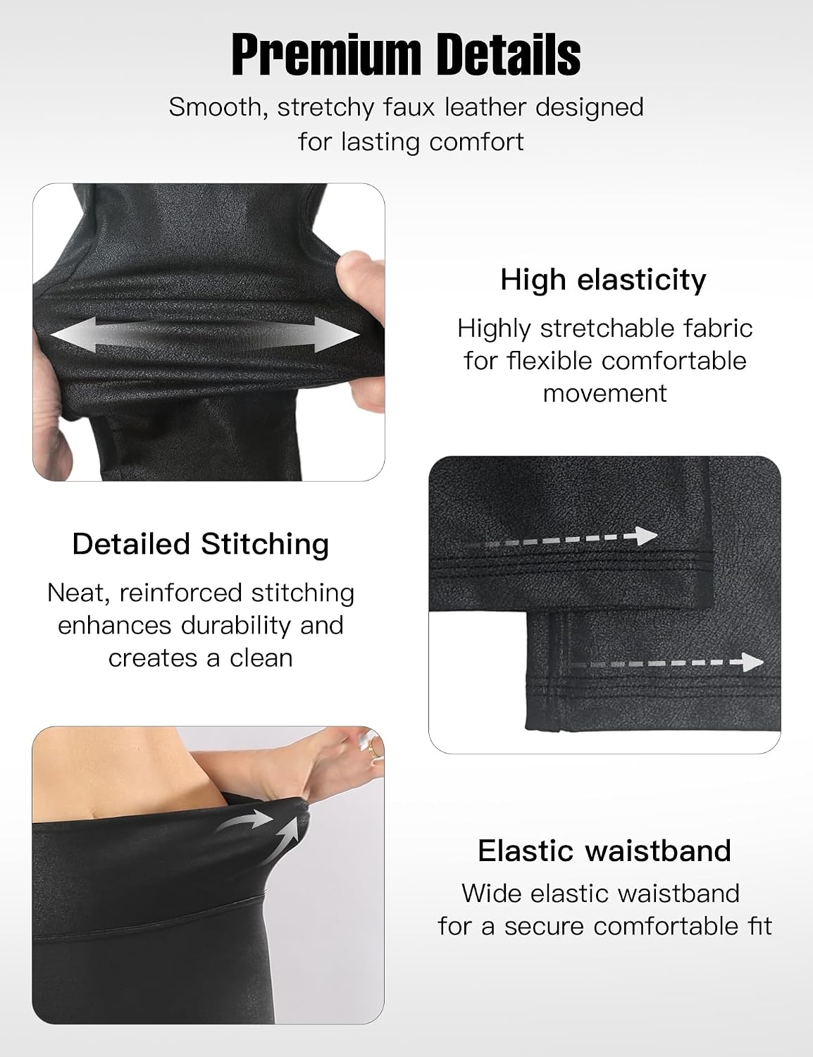 Retro Gong Faux Leather Leggings for Women