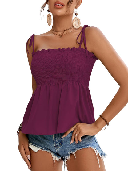 LYANER Women's Tie Shoulder Cute Cami Blouse