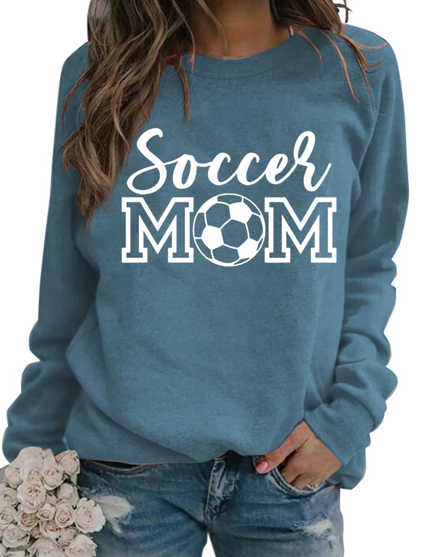 Womens Soccer Mom Sweatshirt Soccer Graphic Shirts Football Outfits