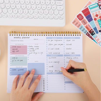 Thboxes Weekly Desk Planner, 8.5x11 In To Do List Notepad, 52 Sheets, Pink | Productivity Organizer, Work from Home Essentials, Undated Tear Off Pages, Office, College, School, Student and Teacher Gifts