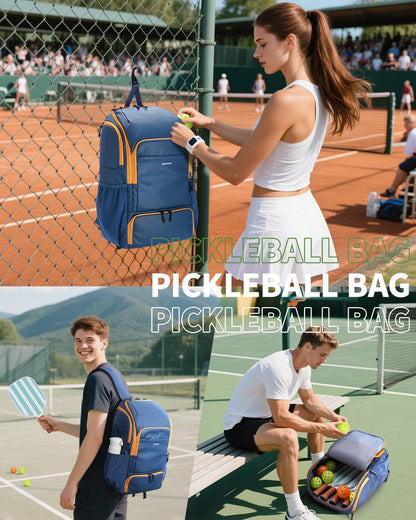 sportsnew Waterproof Pickleball Bag Men Women W/Shoe Compartment Fence Hook