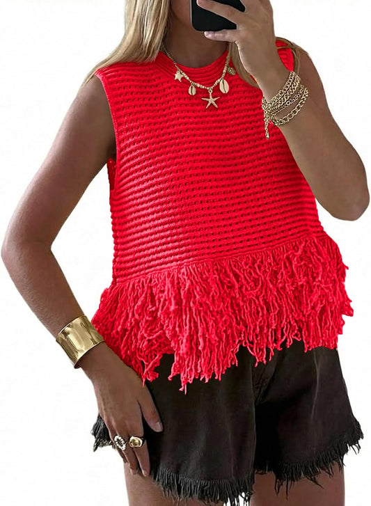Saodimallsu Womens Crochet Crop Tank Top