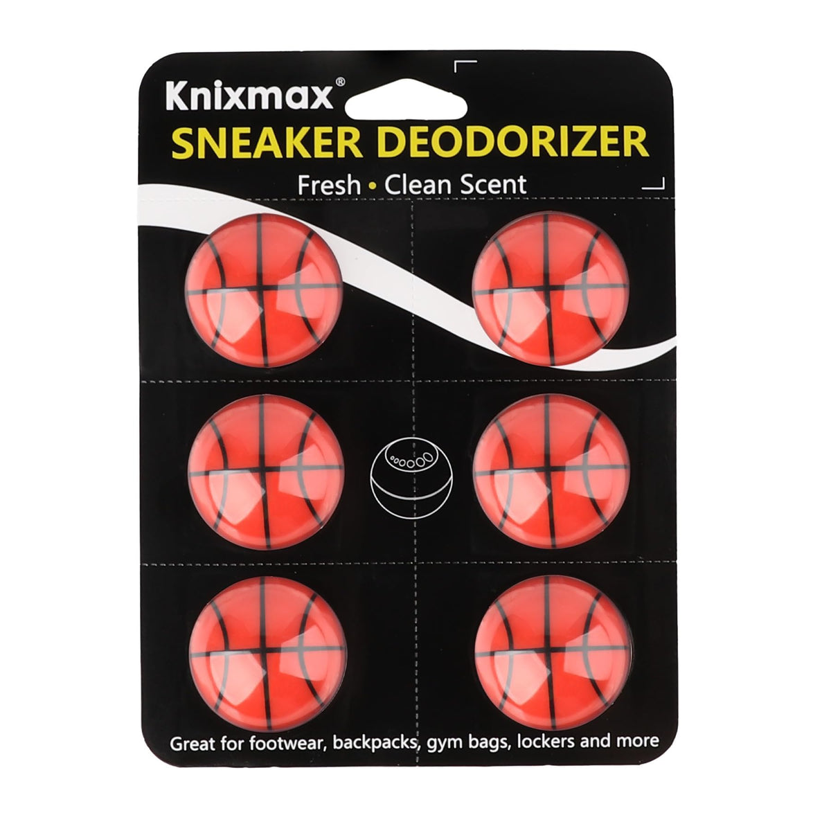 Knixmax Shoe Deodorizer Balls Odor Eliminator for Sneakers 6 Pack Baseball