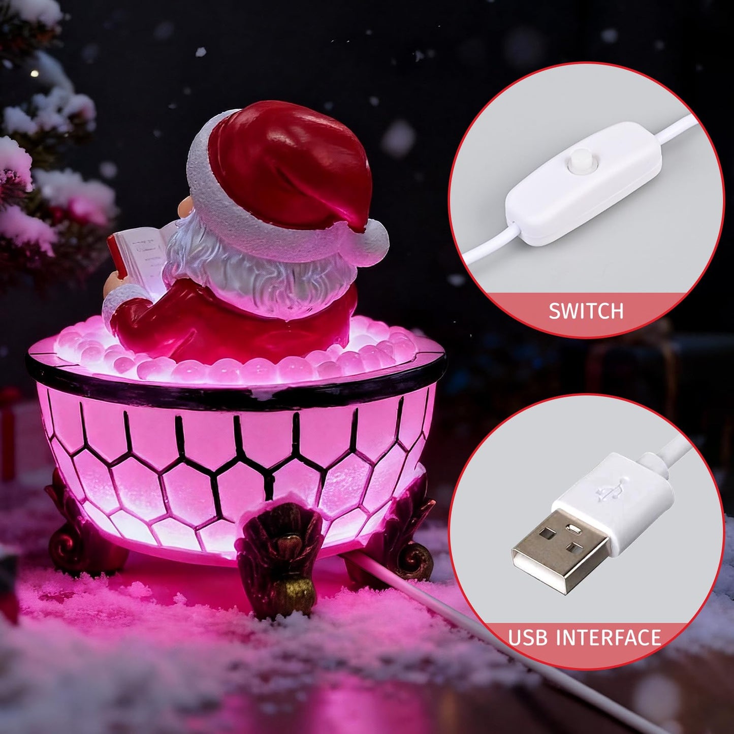 oyeftp Halloween Ghost Bubble Bath Lamp, Cute Bathtub Ghost Night Lights for Halloween Decor, Reading Books Nightlight, Halloween Decorations for Indoor Readers & Book Lover Desk Home Party