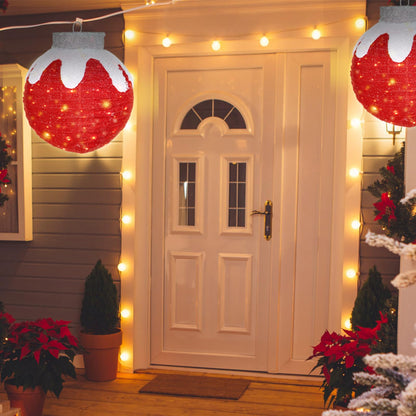 2 Pcs Outdoor Christmas Ornaments, Lighted Pop-Up Holiday Ball Decoration with 160 LED Lights, 8 Light Functions, Lighted Collapsible Christmas Outdoor Decorations for Yard, Patio, Home