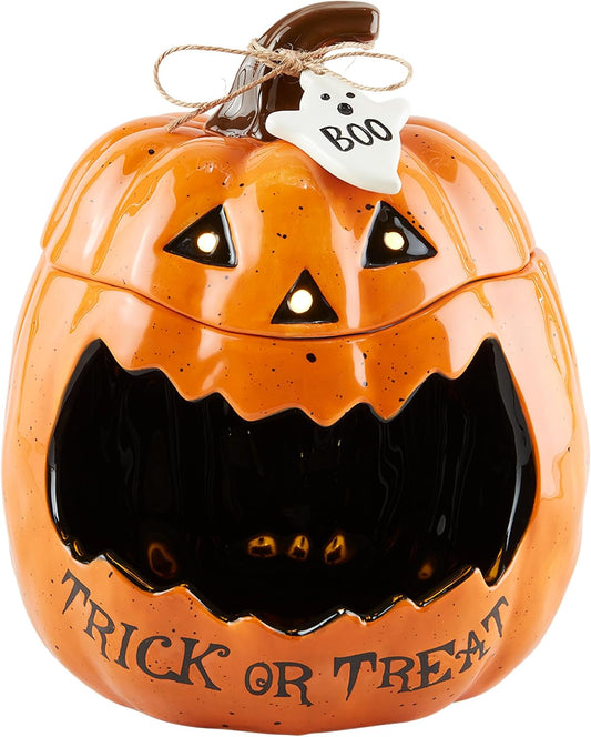 Mud Pie LED Sound Pumpkin Container; 9" X 8" Dia