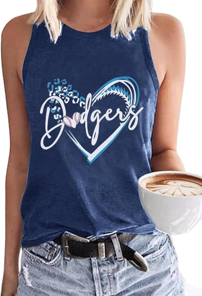 MHTOR Baseball O-Neck Tank Women Print Baseball Tanks Cute Workout Graphic Casual Summer Sleeveless Vest Top
