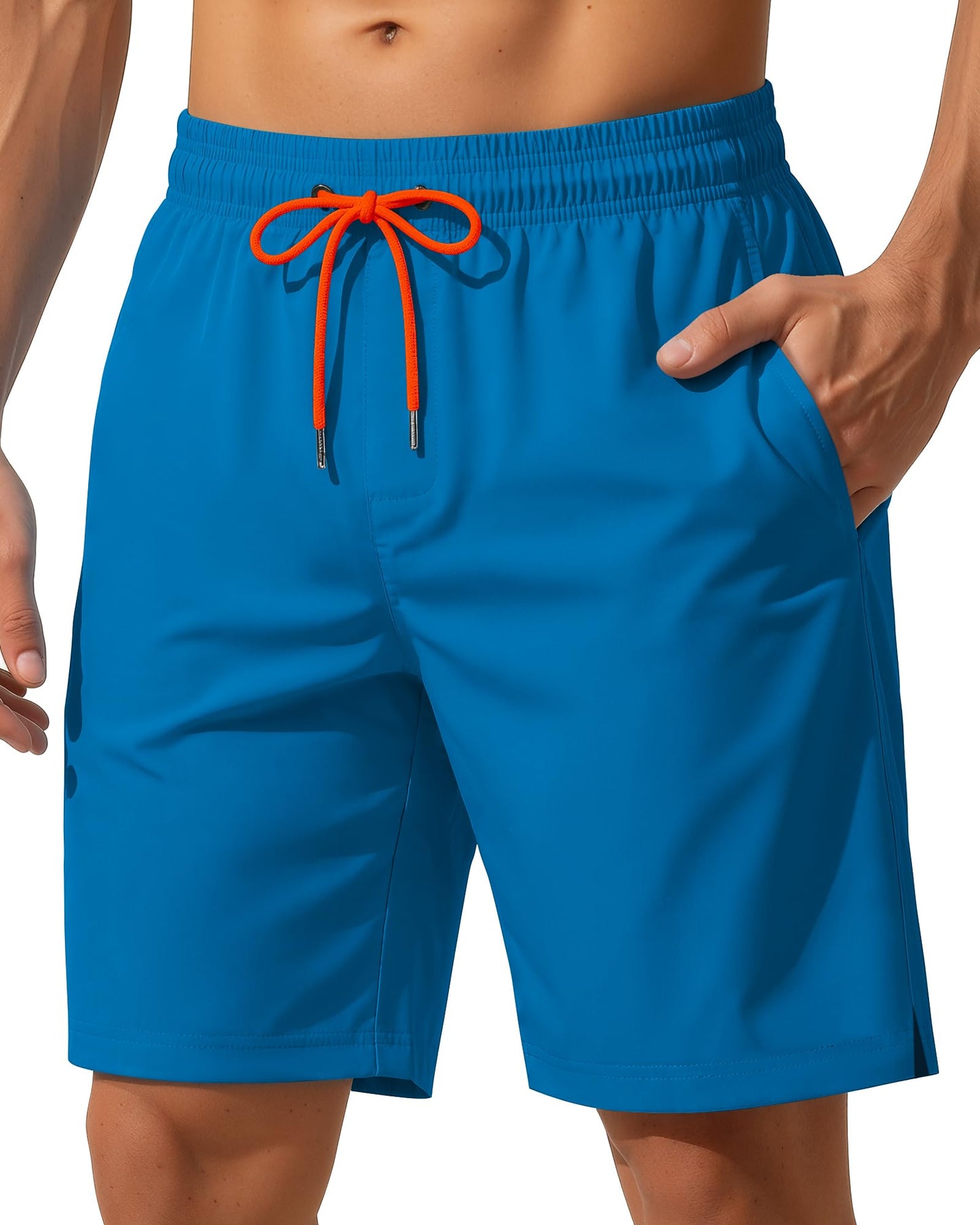 Yufawow 9 Inch Men Swim Trunks with Mesh Lining Quick Dry Breathable Pockets for Summer Beach Cruise Water Park Gym Running