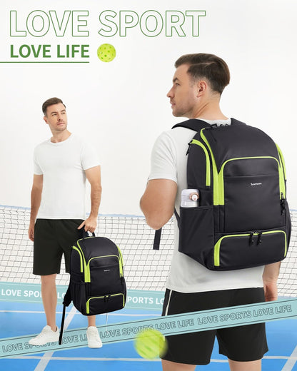 sportsnew Waterproof Pickleball Bag Men Women W/Shoe Compartment Fence Hook