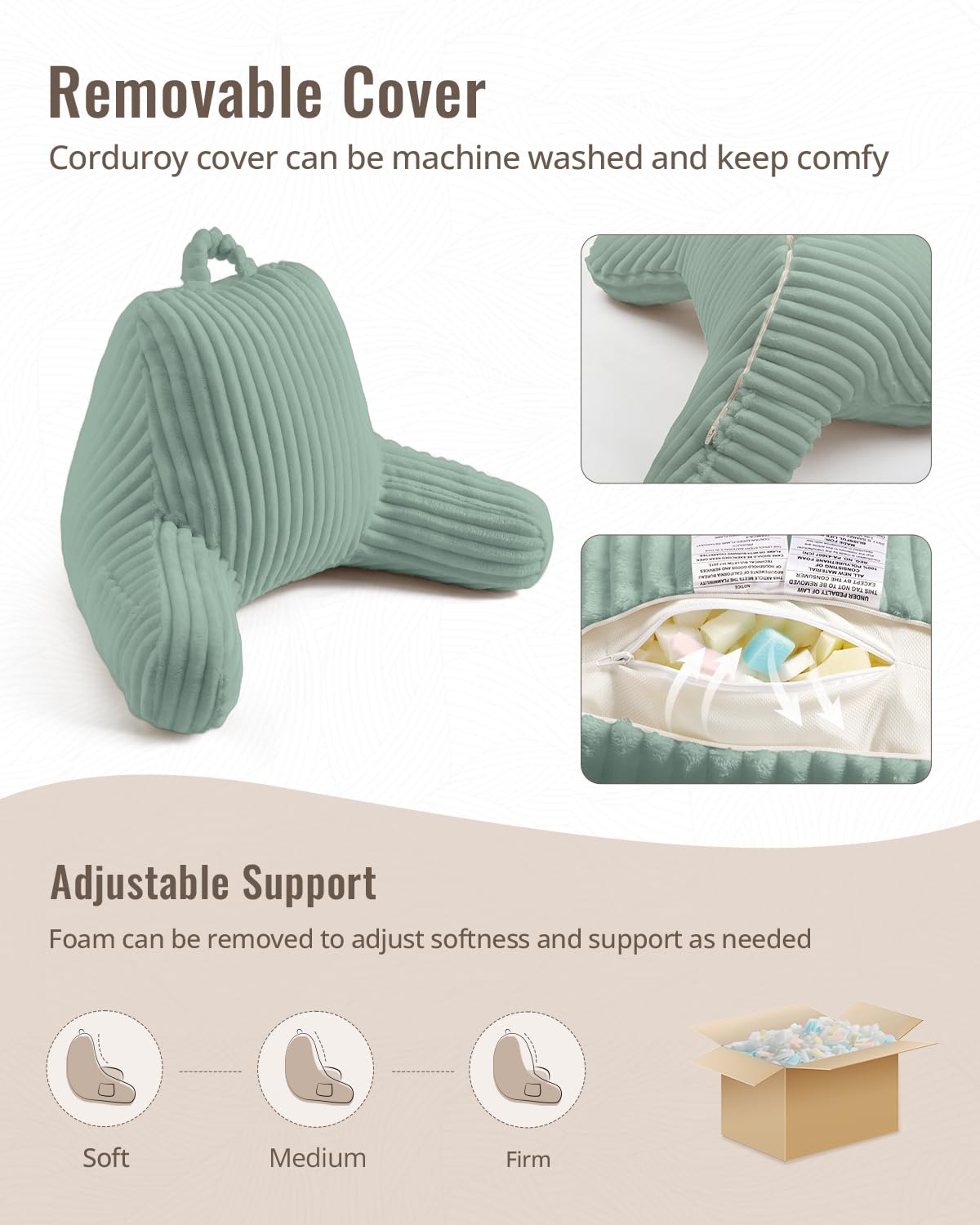 Blissful Diary Reading Pillow, Backrest Pillow with Shredded Memory Foam