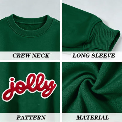 Christmas Sweatshirts For Women Jolly Glitter Patch Striped Sweater