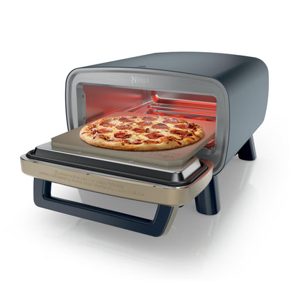 Ninja Artisan Electric Outdoor Pizza Oven with Stone | 12-inch Pizza in 3-minutes | 700F Max Temp | 5-in-1 Functionality – Pizza, Bake, Broil, Proof & Warm | Makes Full Meals | Gray | MO201