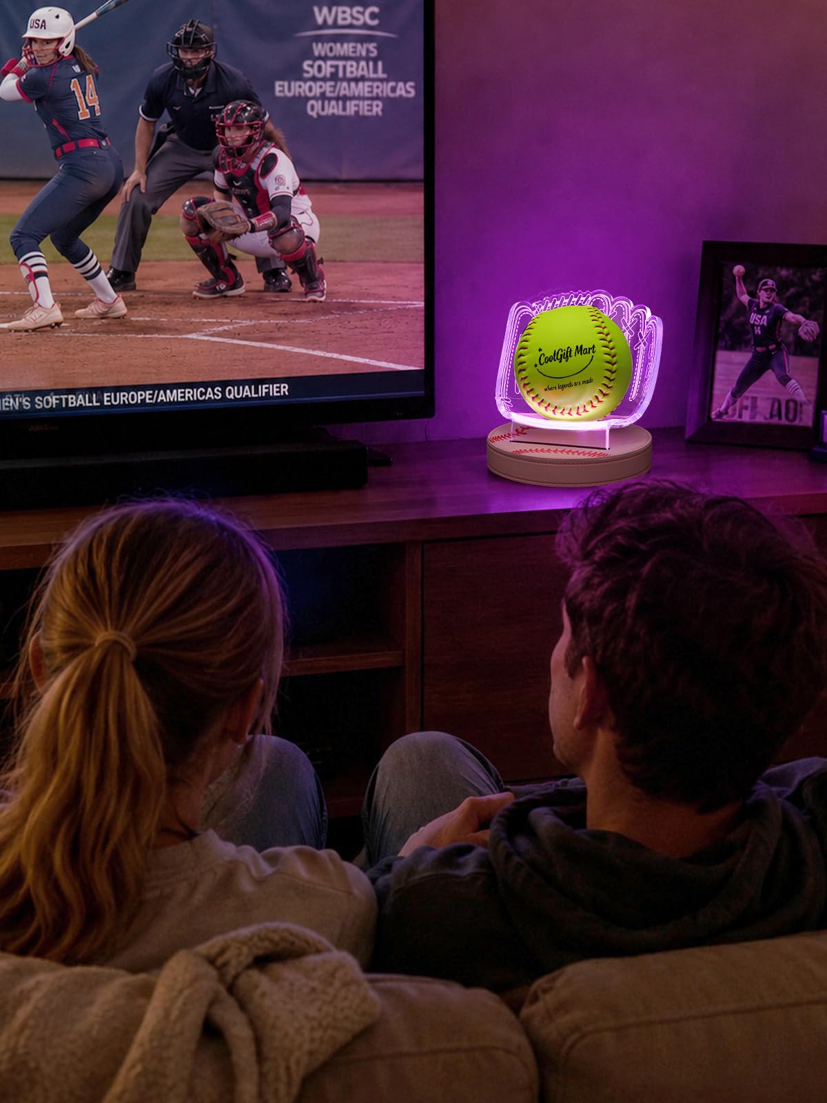 CoolGift Mart Light Up Baseball Glove Display Stand
