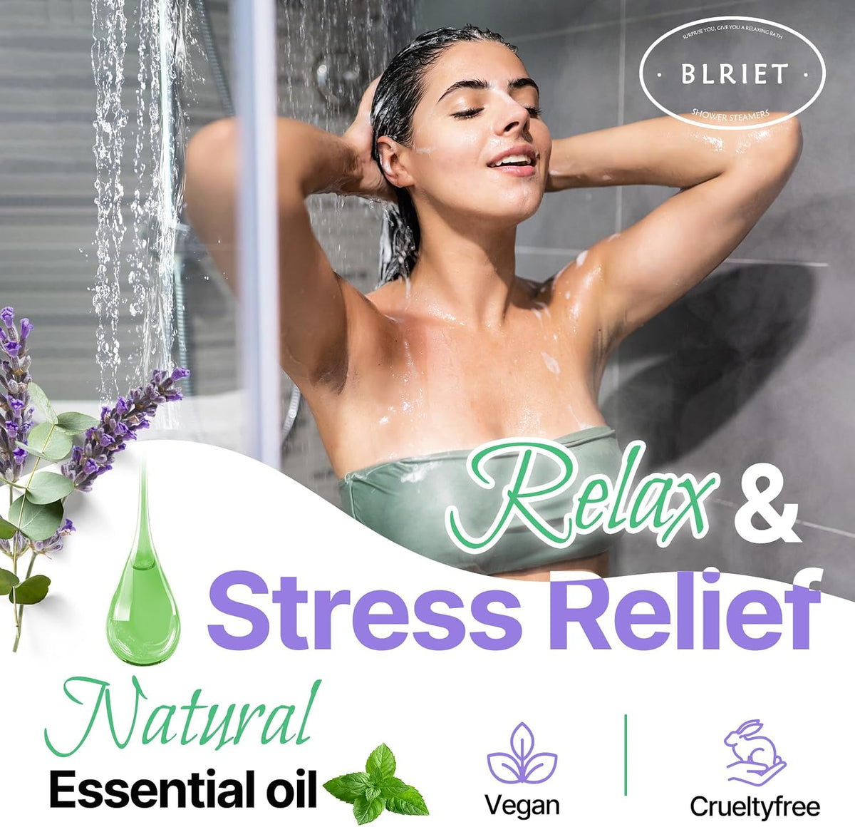 Blriet Shower Steamers Aromatherapy Relief Gifts for Women Teen Girls 8 ct