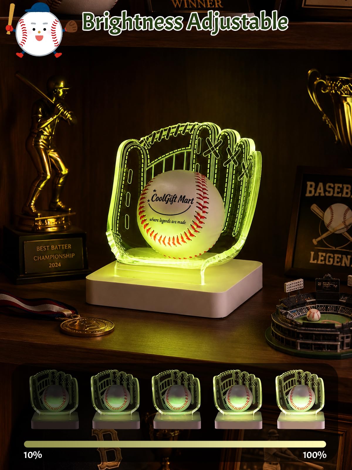 CoolGift Mart Light Up Baseball Glove Display Stand