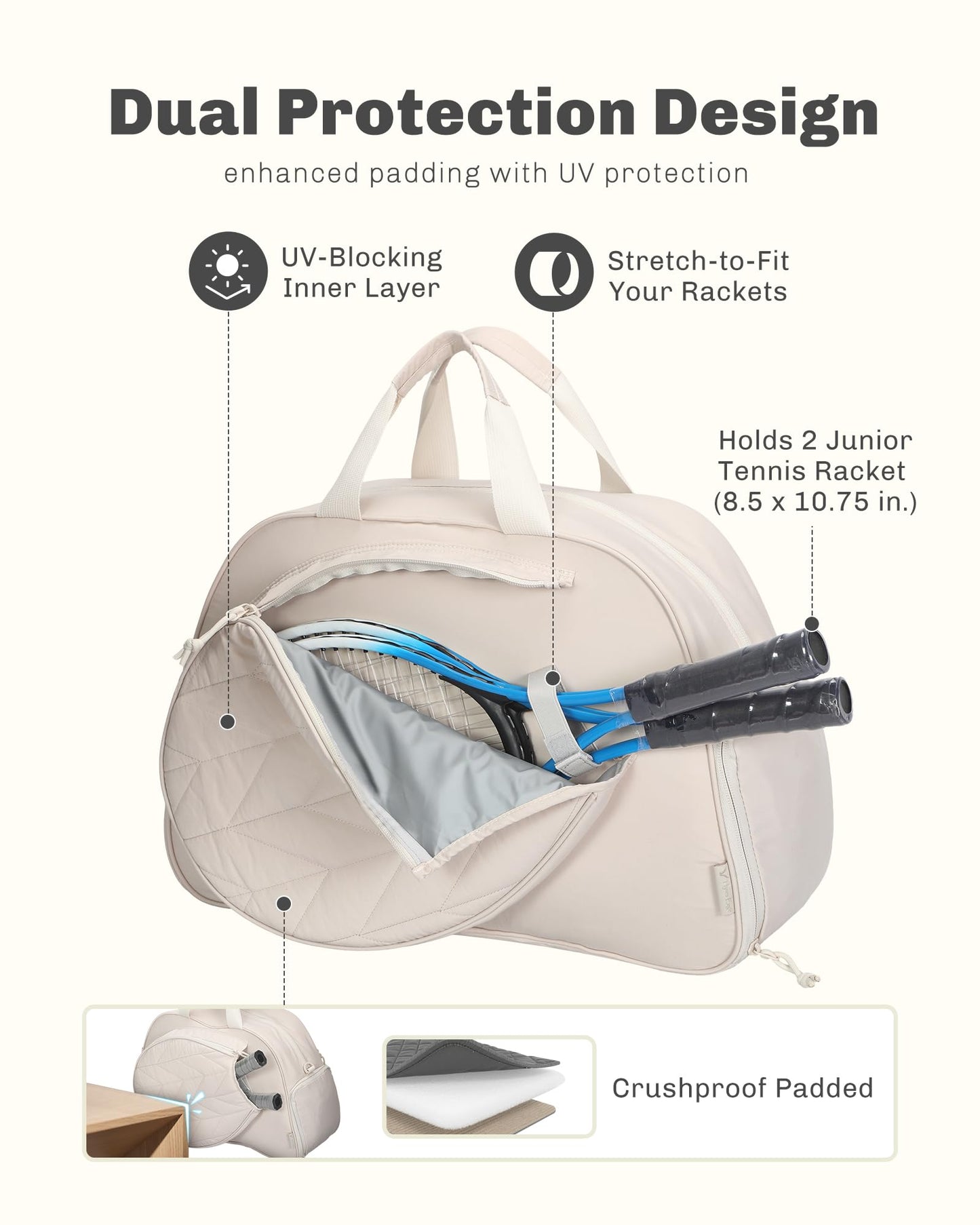 Hynes Eagle Pickleball Bags for Women Tennis Gym Bag Holds 2 Rackets