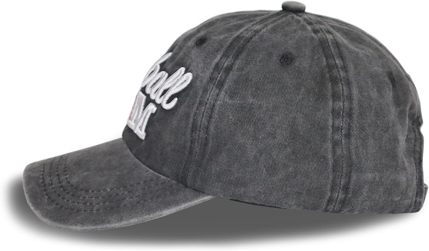 Distressed Baseball Mom Dad Hat for Women, Adjustable Washed Embroidered Baseball Cap for Mama