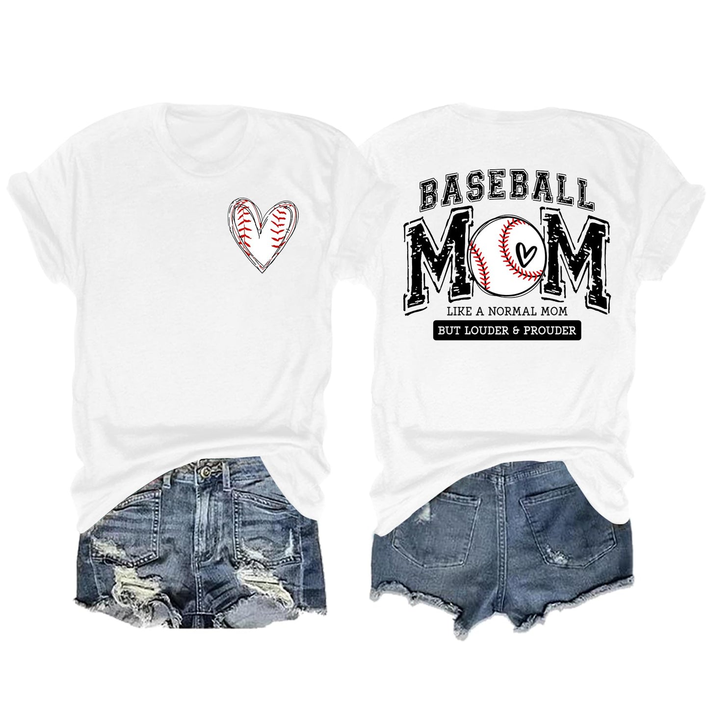 Baseball Mom Shirt for Women: Funny Baseball Tee Shirt Baseball Mama Short Sleeve Casual Tee Tops