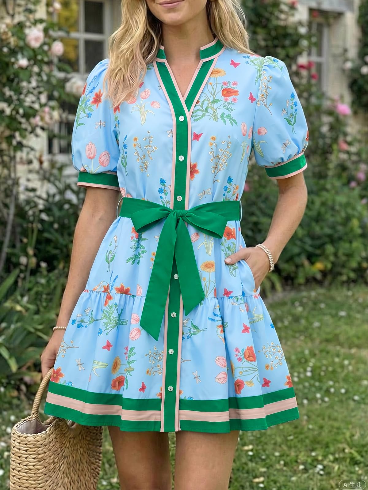 Wenrine Womens Summer Floral Mini Dress