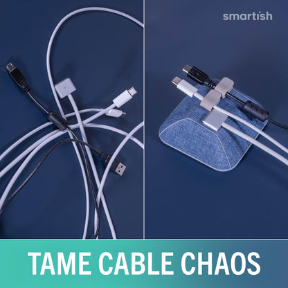 Smartish® Magnetic Cord Holder - Bigger Cable Wrangler Organizer with Magnet Clips for Charger Management on Desktop, Nightstand - Holds 6+ Cables - I'm Blushing